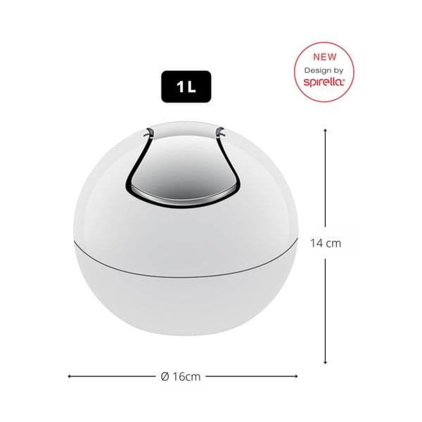 Balta plastmasas atkritumu tvertne 1 l   Bowl – Spirella-image-2