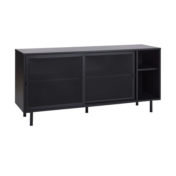 Melna metāla kumode ar bīdāmām durvīm 160x75x46 cm Veep – Unique Furniture-image-3