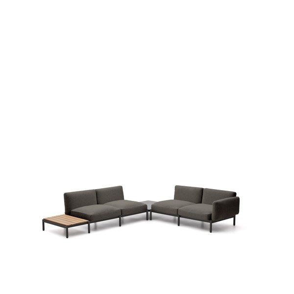 Tumši pelēks polsterēts (L veida) dārza dīvāns Sorells – Kave Home-image-2
