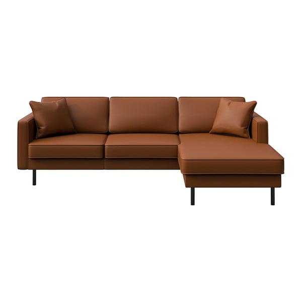 Konjakbrūns ādas stūra dīvāns (labais stūris) Kobo – MESONICA