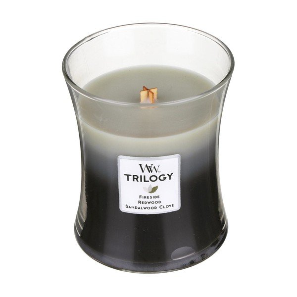 Aromātiskā svece WoodWick Sandalwood & Clove Warm Wood, degšanas laiks 55 stundas