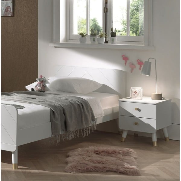 Balts bērnu naktsskapītis no priedes koka Vipack Billy-image-1