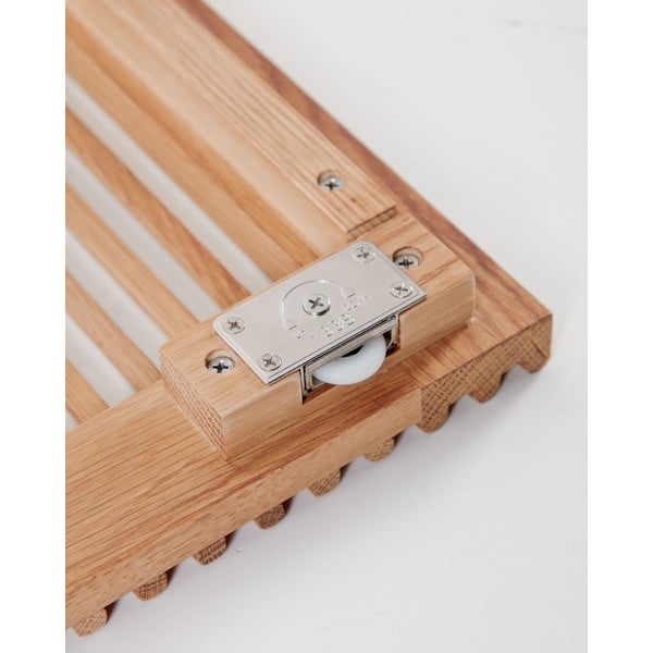 Dabīga toņa grāmatplaukts ar ozolkoka imitāciju un bīdāmām durvīm 85x170 cm Beyla – Kave Home-image-4