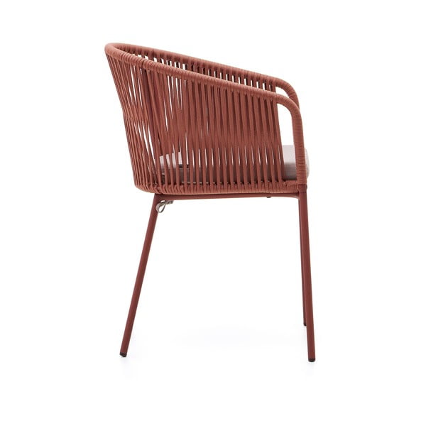 Terakotas oranžs metāla/polsterēts dārza krēsls Yanet – Kave Home-image-4