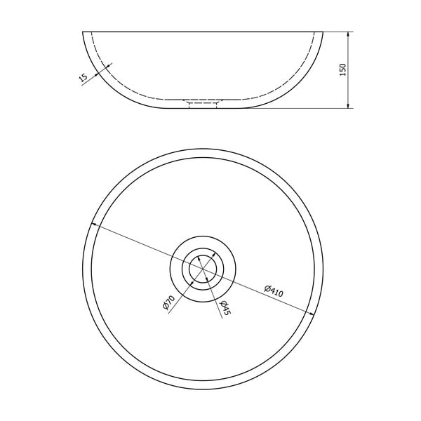 Pelēka keramikas apaļa izlietne ø 41 cm Priori – Sapho-image-4