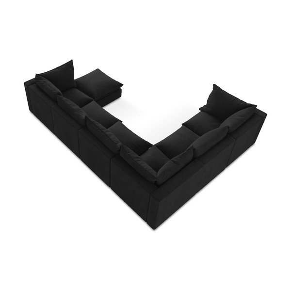 Melns stūra dīvāns (ar kreiso stūri/U veida) Manao – Makamii-image-3