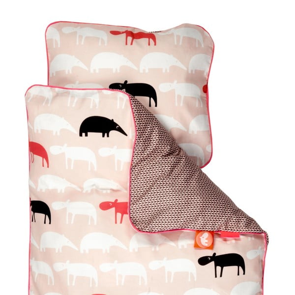 Bērnu rozā gultas veļa Done By Deer Zoopreme, 80 x 100 cm