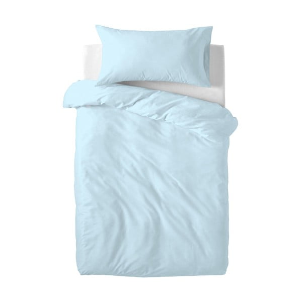 Gaiši zila kokvilnas bērnu gultas veļa Happy Friday Basic, 100 x 120 cm