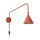 Terakotas oranža sienas lampa ar vadu Zylo – Sollux