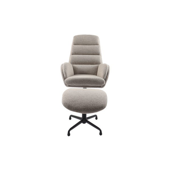 Gaiši pelēks relaksējošs atpūtas krēsls ar kāju balstu no buklē auduma Sifton – Unique Furniture-image-2