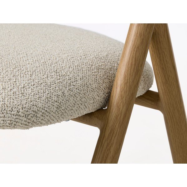 Krēmkrāsas/dabīga toņa polsterēts ēdamistabas krēsls ar roku balstiem Frances – Unique Furniture-image-4