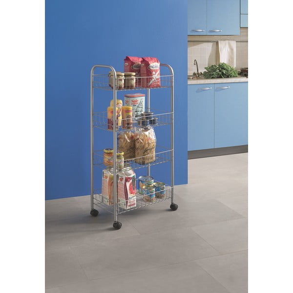 Pārvietojams metāla plaukts sudraba krāsā 41x84 cm Ascona – Metaltex-image-1