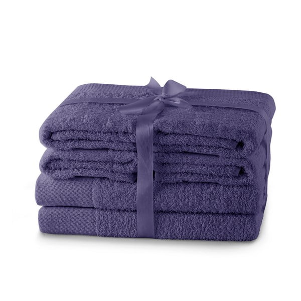 Violeti frotē kokvilnas dvieļi komplektā (6 gab.) Amari – Restilo