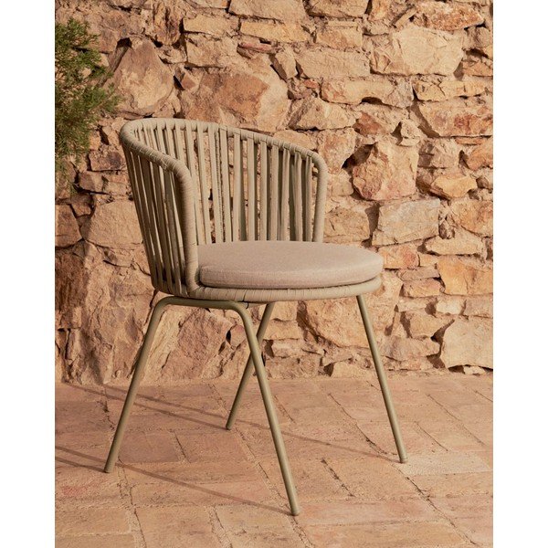 Bēšs metāla dārza krēsls Saconca – Kave Home-image-1