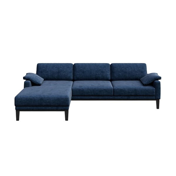 Zilais stūra dīvāns MESONICA Musso, kreisais stūris