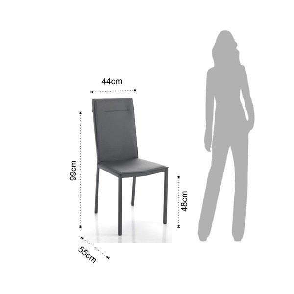 2 pelēku Tomasucci Camy ēdamistabas krēslu komplekts-image-1