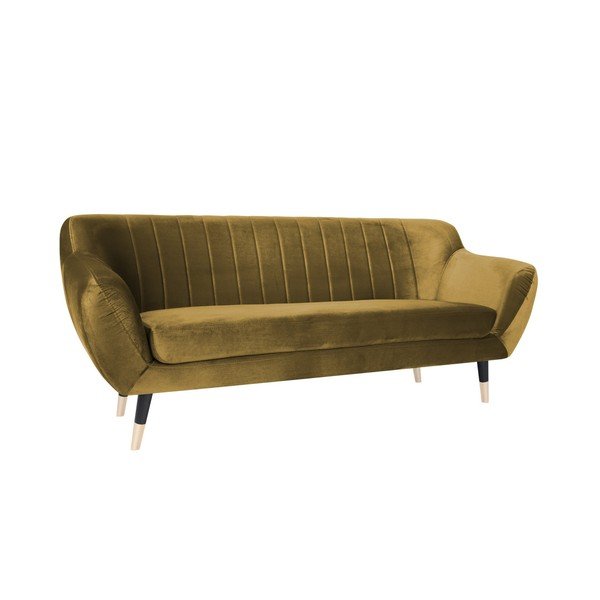 Sinepju dzeltens dīvāns ar melnām kājām Mazzini Sofas Benito, 188 cm-image-2