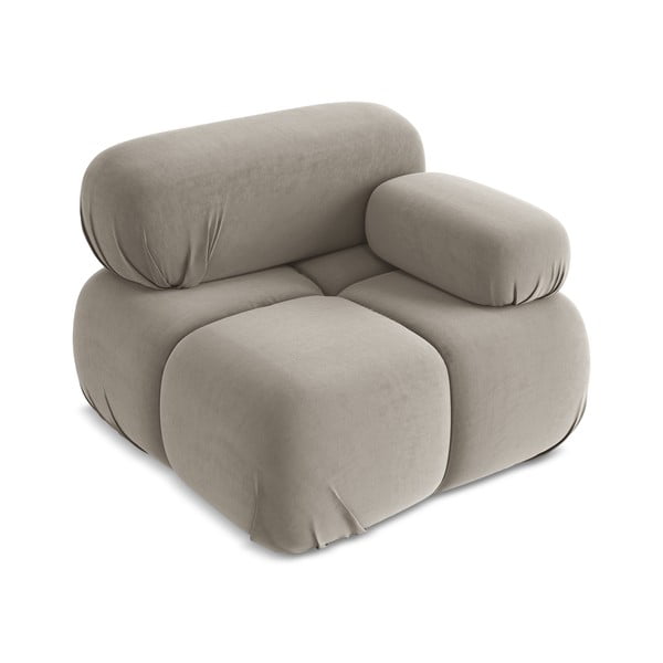 Bēša samta modulārā dīvāna daļa (ar labo stūri) Lokua – Makamii-image-2