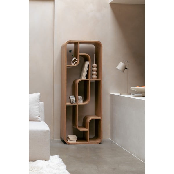 Dabīga toņa ozola masīvkoka grāmatplaukts 60x160x35 cm Seven – Zuiver-image-1