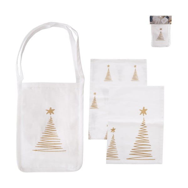 Kokvilnas virtuves dvieļu un maisiņa komplekts ar Ziemassvētku motīvu 50x70 cm – Orion