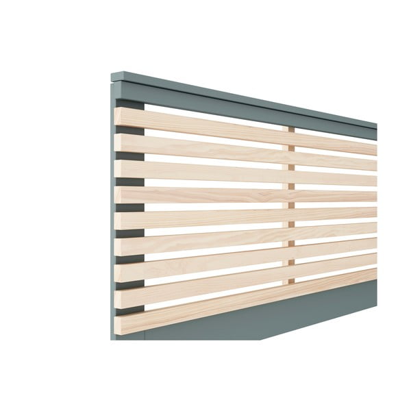 Dabīga toņa/dūmakaini zaļš gultas galvgalis ar priedes koka imitāciju 146x100 cm Pisco – Marckeric-image-4