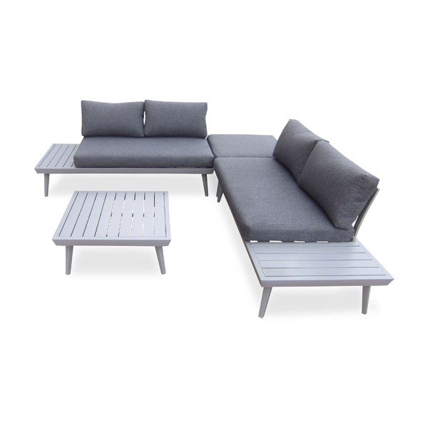 Pelēka dārza dīvāna un žurnālu galdiņa komplekts Bobochic Paris Vigo Gris-image-2