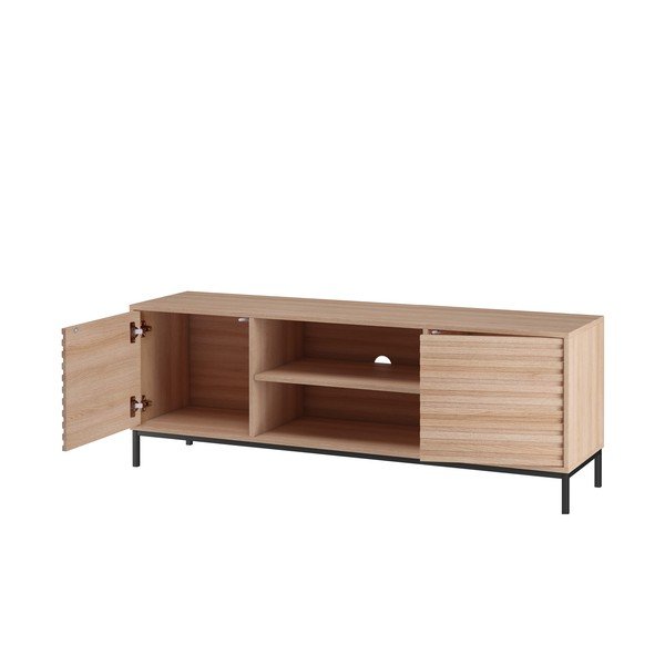 Dabīga toņa TV galdiņš ar ozolkoka imitāciju 140x50 cm Celine – Støraa-image-1