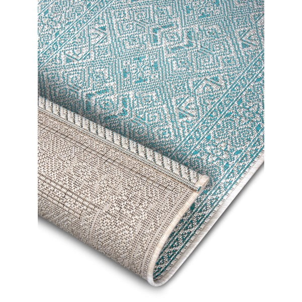 Tirkīzzils un bēšs āra paklājs NORTHRUGS Cuadrado, 70 x 300 cm-image-4