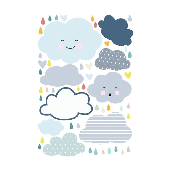 Bērnu sienas uzlīme Ambiance Scandinavian Clouds and Love Rain, 90 x 60 cm
