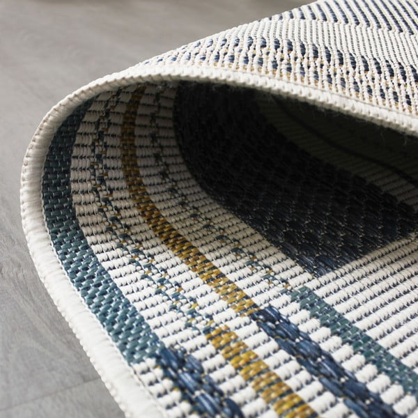 Dzeltens/zils iekštelpu un āra paklājs 80x230 cm Rosco Geo – Flair Rugs-image-2