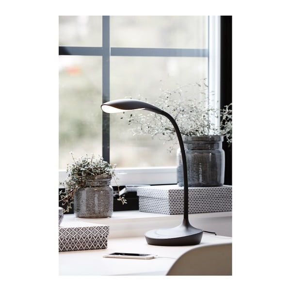 Melna galda lampa ar USB portu Markslöjd Swan-image-2