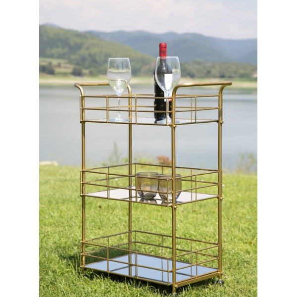 3 līmeņu servēšanas ratiņi ar zelta dizainu Mauro Ferretti Reo-image-1