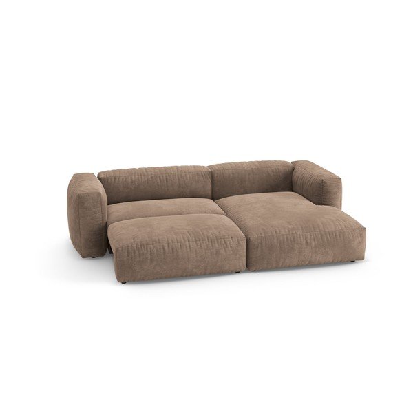 Bēšs samta salokāms modulārais stūra dīvāns (ar labo stūri/ar zvilni) – Micadoni -image-3