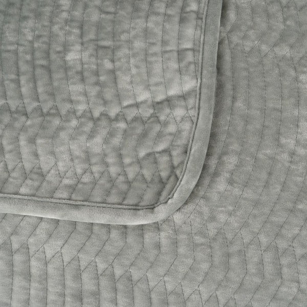 Dūmakaini zaļš samta stepēts gultas pārklājs 230x260 cm – Ixia-image-1