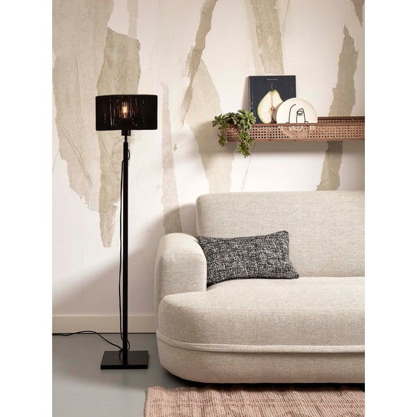 Melna stāvlampa ar džutas abažūru (augstums 126 cm) Iguazu – Good&Mojo-image-1