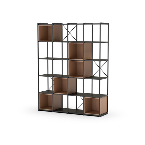 Melns/ķieģeļu sarkans grāmatplaukts 140x179 cm Anya – Marckeric-image-3