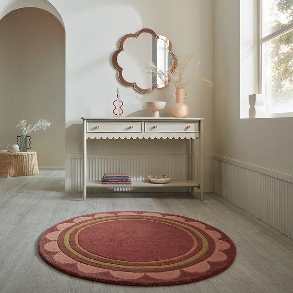 Bordo ar rokām darināts vilnas apaļš paklājs ø 120 cm Lois – Flair Rugs-image-1