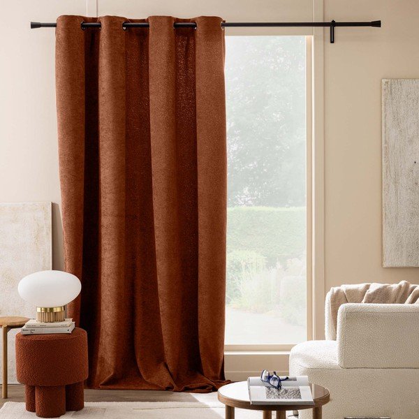 Terakotas oranžs buklē aizkars 140x260 cm Winona – douceur d'intérieur-image-3