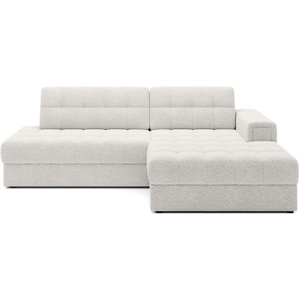 Krēmkrāsas salokāms stūra dīvāns no buklē auduma (ar labo stūri/ar zvilni) Blezalt – ELTAP