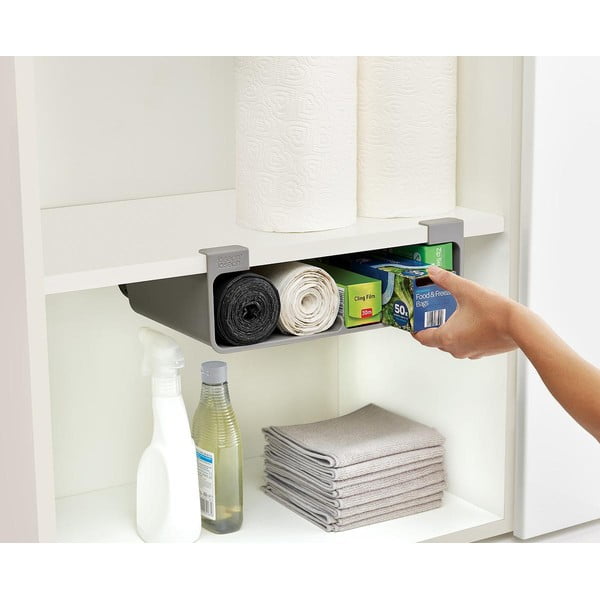 Pelēks plastmasas piekarināms folijas un papīra dvieļu turētājs CupboardStore – Joseph Joseph-image-1
