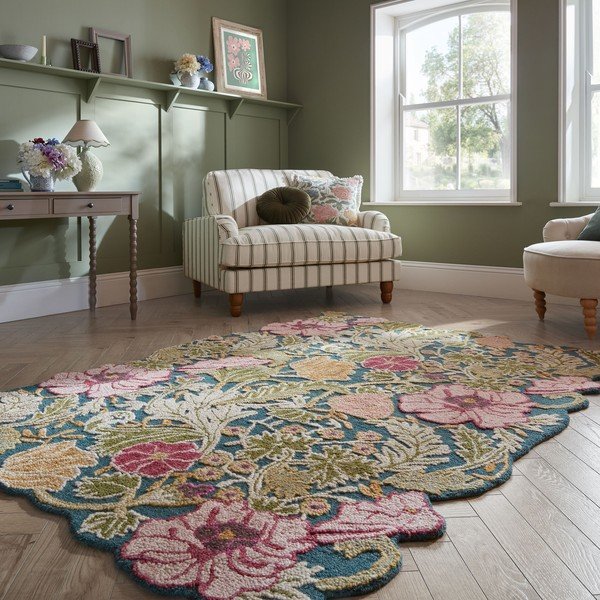Ar rokām darināts vilnas paklājs 200x290 cm Daphne Shaped Floral – Flair Rugs-image-1