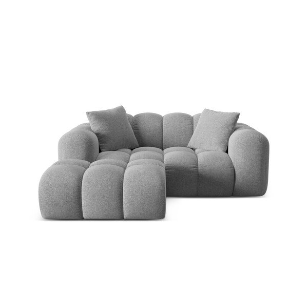 Gaiši pelēks stūra dīvāns no šenila auduma (ar kreiso stūri/ar zvilni) Treno – Cosmopolitan Design