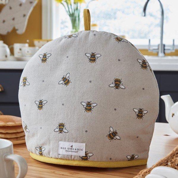 Bēšs un dzeltens kokvilnas vāks tējkannai Cooksmart ® Bumble Bees-image-1