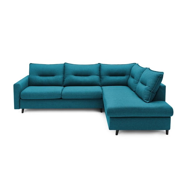 Tirkīza zils stūra dīvāns Bobochic Paris Sinki L, labais stūris