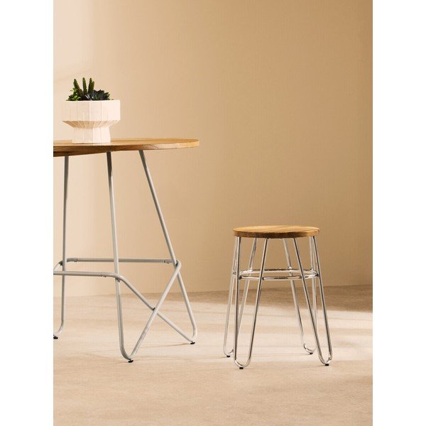 Sudraba krāsas/dabīga toņa gobas masīvkoka ķeblis District – Premier Housewares-image-1