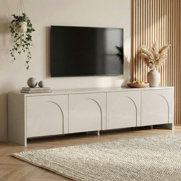 Krēmkrāsas TV galdiņš 180x45x32 cm Aurelia – Kalune Design-image-1