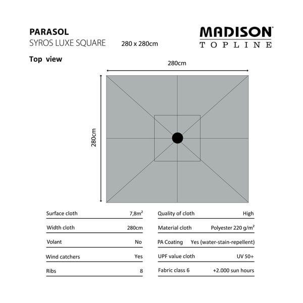 Zaļš saulessargs 280x280 cm Syros – Madison-image-2