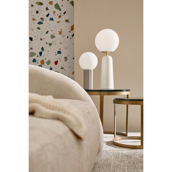 Balta metāla galda lampa ar stikla abažūru (augstums 51 cm) Delphine – Bizzotto-image-2