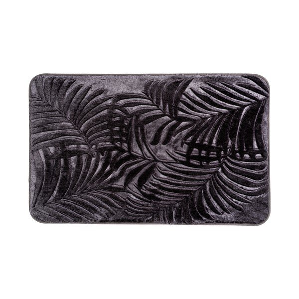 Tumši pelēks atmiņas putu vannas istabas paklājiņš 50x80 cm Leaves – Wenko-image-1