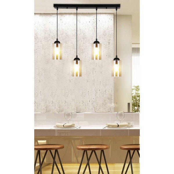 Melna piekaramā lampa ar stikla abažūru 10x65 cm Bistro – Candellux Lighting-image-1